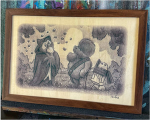 Framed Wood Print - "Owlbi, Chew & Droidlet" (Wookiee the Chew)