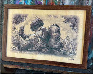Framed Wood Print - "Co-Pilots" (Wookiee the Chew)