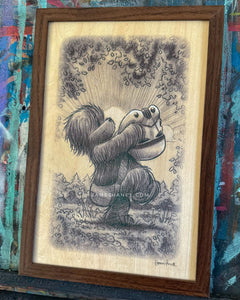 Framed Wood Print - "Bucket" (Wookiee the Chew)