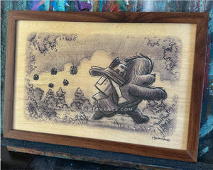 Framed Wood Print - "There's One On My Tail!" (Wookiee the Chew)