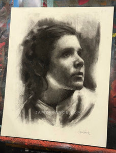 Leia - Hoth (Original Charcoal Drawing)