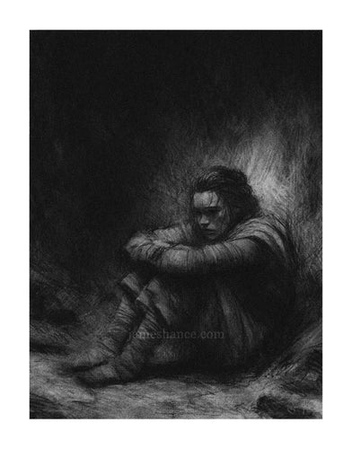 Lost & Lonely - Rey (Original Framed Charcoal Drawing)
