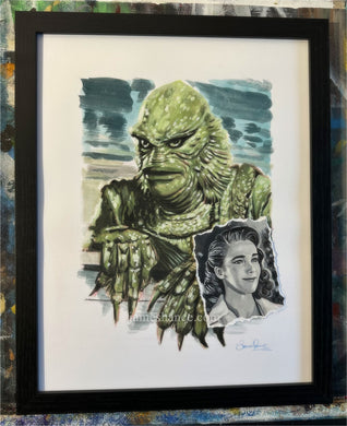 The Creature & Kay (Inktober 2024 Day 14 - Original Framed Painting)