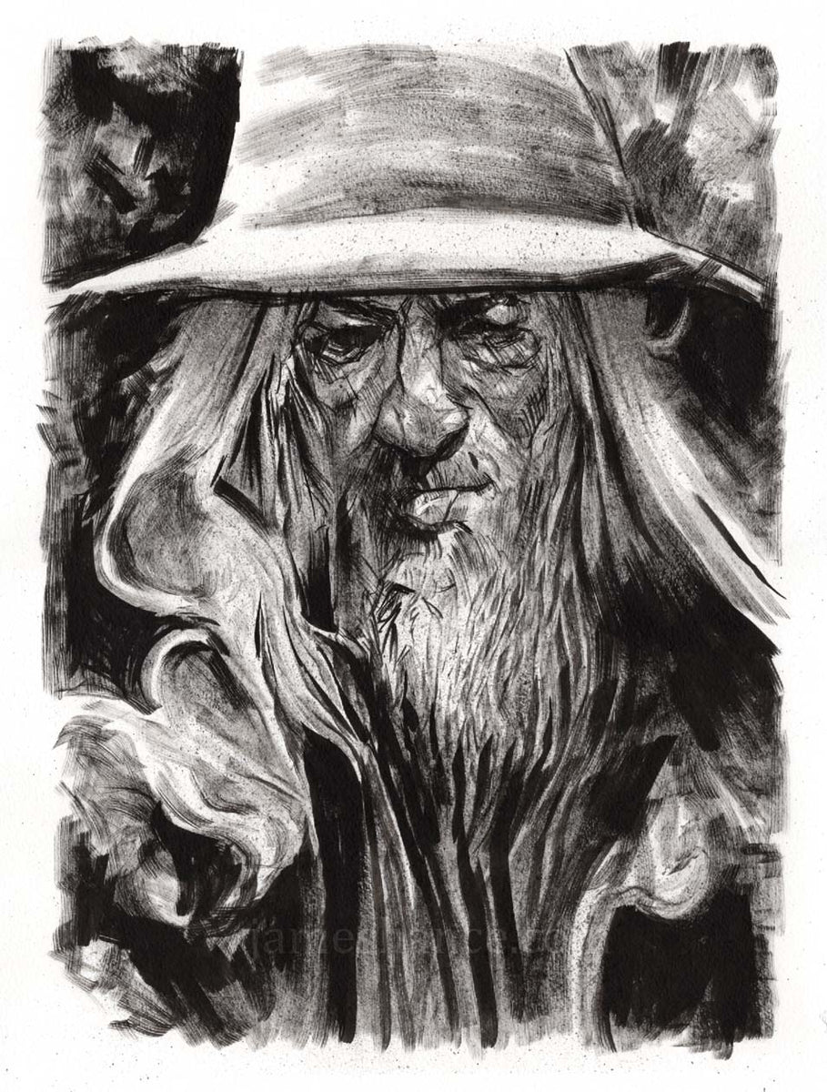 Gandalf (Original Ink Drawing) – Art by James Hance